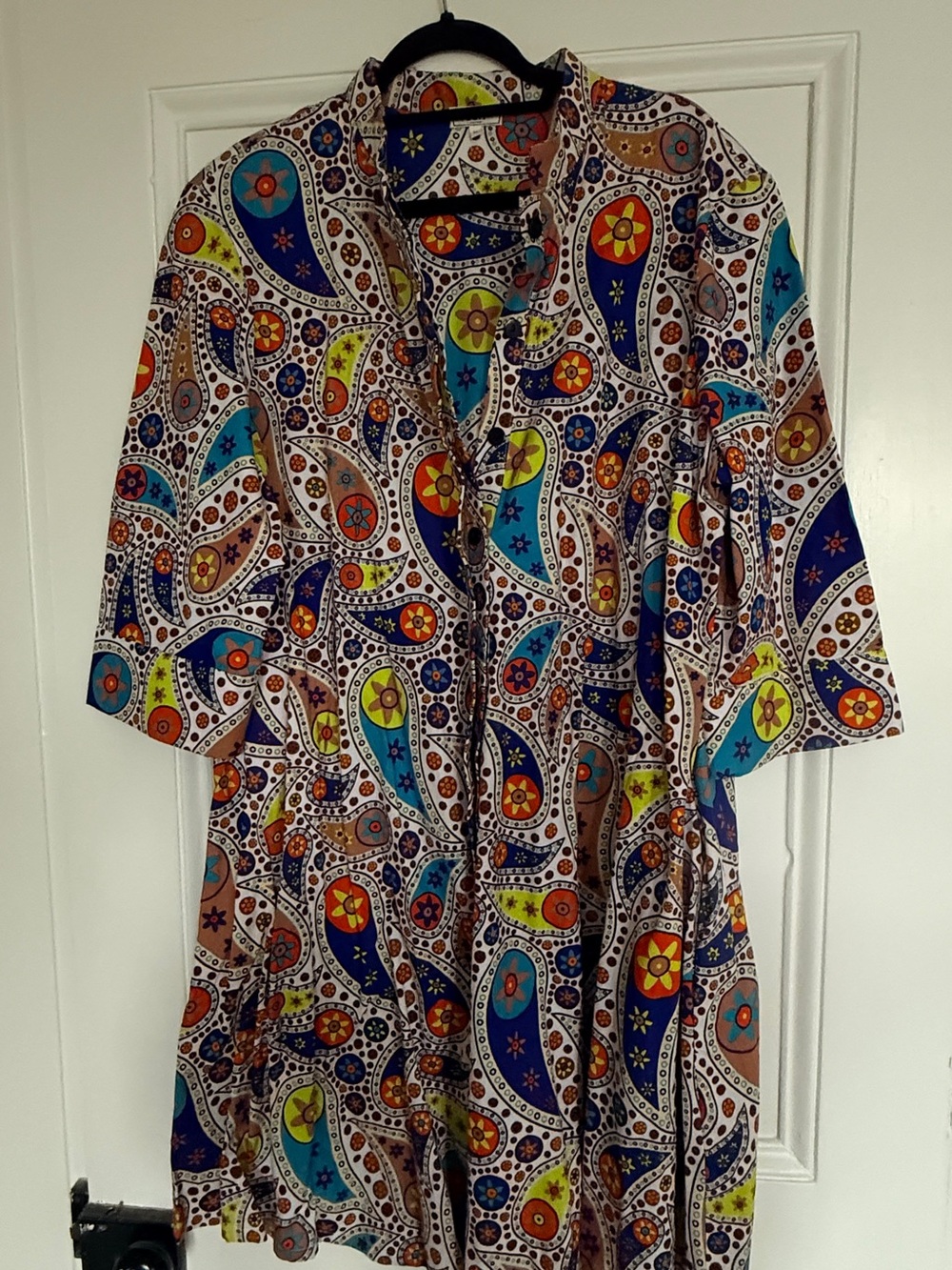 Zuri XL “Boogie Nights” Dress | White Paisley & Floral Print | Made in Kenya
